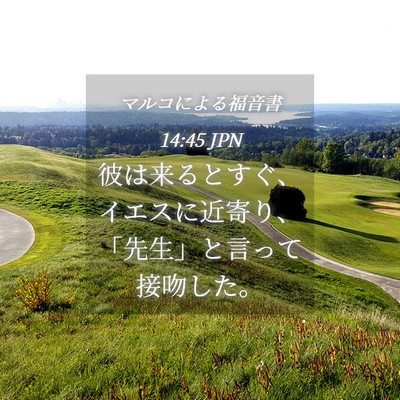 Picture 04 - マルコによる福音書 14:45 JPN - 彼は来るとすぐ、イエスに近寄り、 - Bible Verse Picture