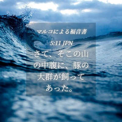 Picture 04 - マルコによる福音書 5:11 JPN - さて、そこの山の中腹に、豚の大群 - Bible Verse Picture