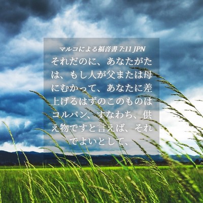 Picture 04 - マルコによる福音書 7:11 JPN - それだのに、あなたがたは、もし人 - Bible Verse Picture