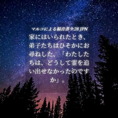 Picture 04 - マルコによる福音書 9:28 JPN - 家にはいられたとき、弟子たちはひ - Bible Verse Picture