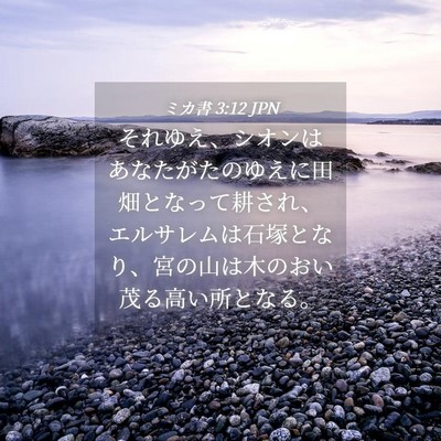 Picture 04 - ミカ書 3:12 JPN - それゆえ、シオンはあなたがたのゆ - Bible Verse Picture