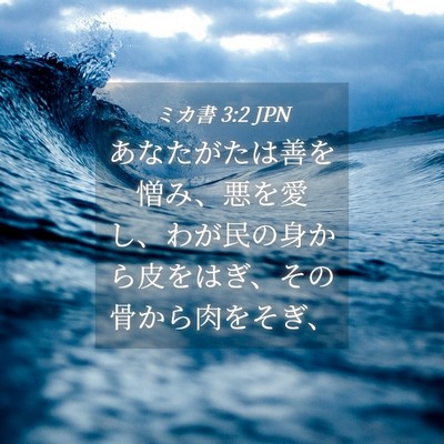 Picture 04 - ミカ書 3:2 JPN - あなたがたは善を憎み、悪を愛し、 - Bible Verse Picture