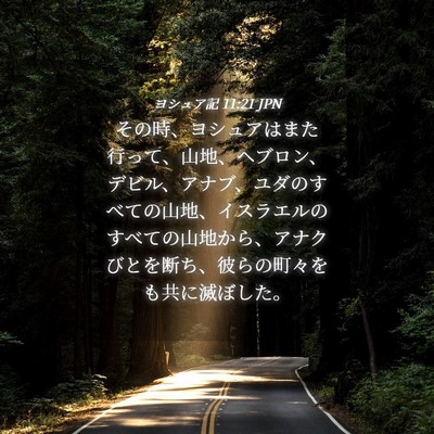 Picture 04 - ヨシュア記 11:21 JPN - その時、ヨシュアはまた行って、山 - Bible Verse Picture