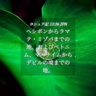 Picture 04 - ヨシュア記 13:26 JPN - ヘシボンからラマテ・ミゾパまでの - Bible Verse Picture