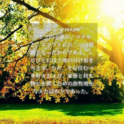 Picture 04 - ヨシュア記 14:4 JPN - ヨセフの子孫が、マナセと、エフラ - Bible Verse Picture