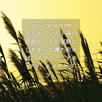 Picture 04 - ヨシュア記 18:21 JPN - ベニヤミンの子孫の部族が、その家 - Bible Verse Picture