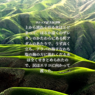Picture 04 - ヨシュア記 3:16 JPN - 上から流れくだる水はとどまって、 - Bible Verse Picture