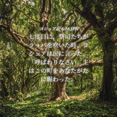 Picture 04 - ヨシュア記 6:16 JPN - 七度目に、祭司たちがラッパを吹い - Bible Verse Picture