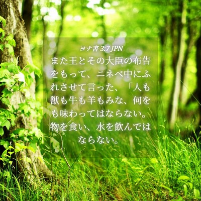 Picture 04 - ヨナ書 3:7 JPN - また王とその大臣の布告をもって、 - Bible Verse Picture
