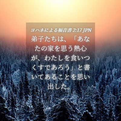 Picture 04 - ヨハネによる福音書 2:17 JPN - 弟子たちは、「あなたの家を思う熱 - Bible Verse Picture