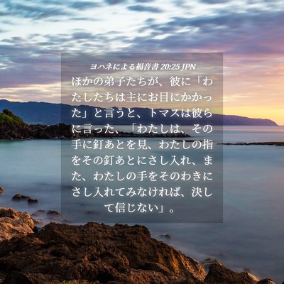 Picture 04 - ヨハネによる福音書 20:25 JPN - ほかの弟子たちが、彼に「わたした - Bible Verse Picture