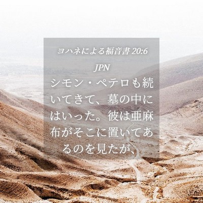 Picture 04 - ヨハネによる福音書 20:6 JPN - シモン・ペテロも続いてきて、墓の - Bible Verse Picture