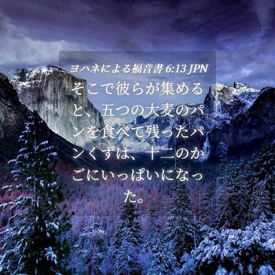 Picture 04 - ヨハネによる福音書 6:13 JPN - そこで彼らが集めると、五つの大麦 - Bible Verse Picture