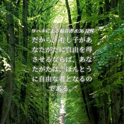 Picture 04 - ヨハネによる福音書 8:36 JPN - だから、もし子があなたがたに自由 - Bible Verse Picture
