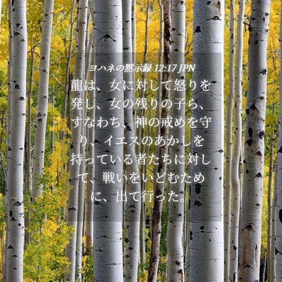 Picture 04 - ヨハネの黙示録 12:17 JPN - 龍は、女に対して怒りを発し、女の - Bible Verse Picture