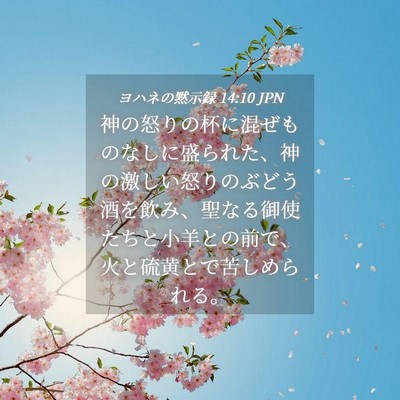 Picture 04 - ヨハネの黙示録 14:10 JPN - 神の怒りの杯に混ぜものなしに盛ら - Bible Verse Picture
