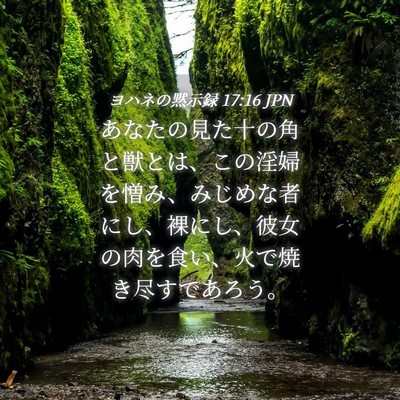 Picture 04 - ヨハネの黙示録 17:16 JPN - あなたの見た十の角と獣とは、この - Bible Verse Picture