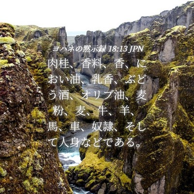 Picture 04 - ヨハネの黙示録 18:13 JPN - 肉桂、香料、香、におい油、乳香、 - Bible Verse Picture