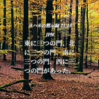 Picture 04 - ヨハネの黙示録 21:13 JPN - 東に三つの門、北に三つの門、南に - Bible Verse Picture