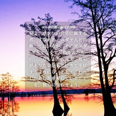 Picture 04 - ヨハネの黙示録 3:9 JPN - 見よ、サタンの会堂に属する者、す - Bible Verse Picture