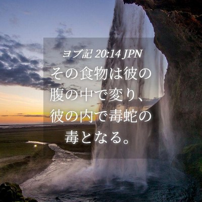 Picture 04 - ヨブ記 20:14 JPN - その食物は彼の腹の中で変り、彼の - Bible Verse Picture