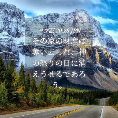 Picture 04 - ヨブ記 20:28 JPN - その家の財産は奪い去られ、神の怒 - Bible Verse Picture