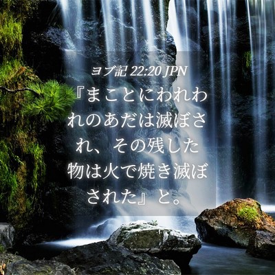Picture 04 - ヨブ記 22:20 JPN - 『まことにわれわれのあだは滅ぼさ - Bible Verse Picture