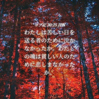 Picture 04 - ヨブ記 30:25 JPN - わたしは苦しい日を送る者のために - Bible Verse Picture