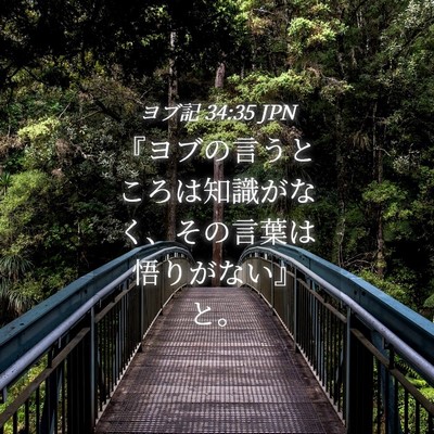 Picture 04 - ヨブ記 34:35 JPN - 『ヨブの言うところは知識がなく、 - Bible Verse Picture