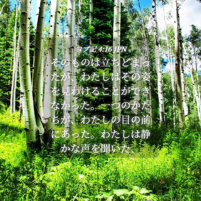 Picture 04 - ヨブ記 4:16 JPN - そのものは立ちどまったが、わたし - Bible Verse Picture