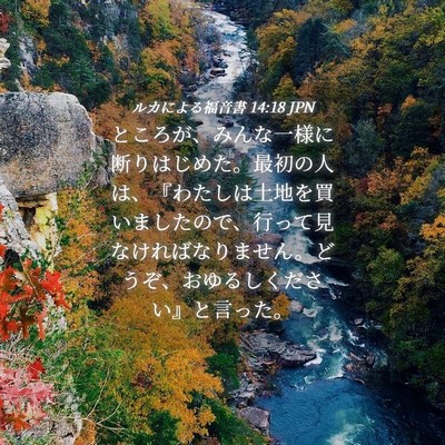 Picture 04 - ルカによる福音書 14:18 JPN - ところが、みんな一様に断りはじめ - Bible Verse Picture