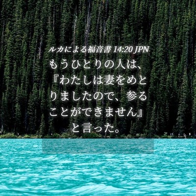 Picture 04 - ルカによる福音書 14:20 JPN - もうひとりの人は、『わたしは妻を - Bible Verse Picture