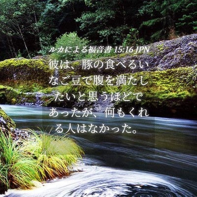 Picture 04 - ルカによる福音書 15:16 JPN - 彼は、豚の食べるいなご豆で腹を満 - Bible Verse Picture