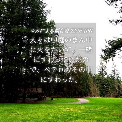 Picture 04 - ルカによる福音書 22:55 JPN - 人々は中庭のまん中に火をたいて、 - Bible Verse Picture