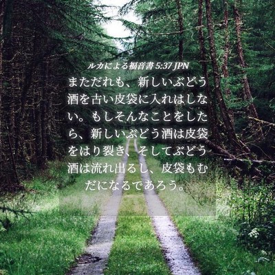 Picture 04 - ルカによる福音書 5:37 JPN - まただれも、新しいぶどう酒を古い - Bible Verse Picture
