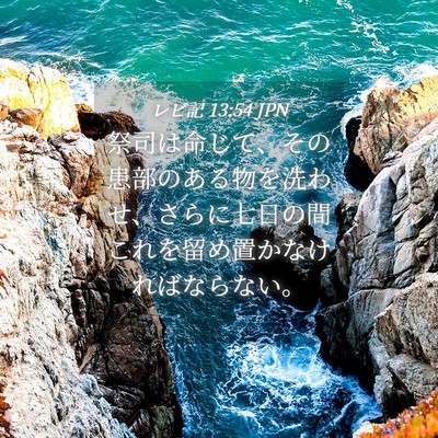 Picture 04 - レビ記 13:54 JPN - 祭司は命じて、その患部のある物を - Bible Verse Picture