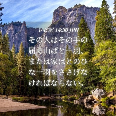 Picture 04 - レビ記 14:30 JPN - その人はその手の届く山ばと一羽、 - Bible Verse Picture