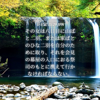 Picture 04 - レビ記 15:29 JPN - その女は八日目に山ばと二羽、また - Bible Verse Picture