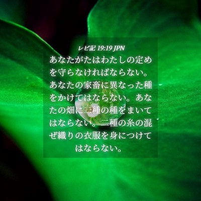 Picture 04 - レビ記 19:19 JPN - あなたがたはわたしの定めを守らな - Bible Verse Picture