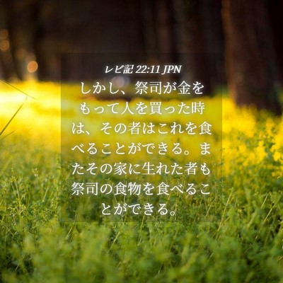 Picture 04 - レビ記 22:11 JPN - しかし、祭司が金をもって人を買っ - Bible Verse Picture