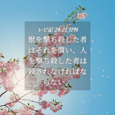 Picture 04 - レビ記 24:21 JPN - 獣を撃ち殺した者はそれを償い、人 - Bible Verse Picture