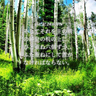 Picture 04 - レビ記 24:6 JPN - そしてそれを主の前の純金の机の上 - Bible Verse Picture