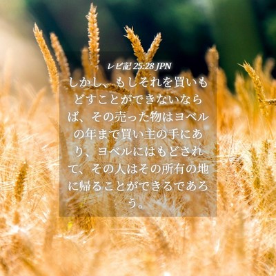 Picture 04 - レビ記 25:28 JPN - しかし、もしそれを買いもどすこと - Bible Verse Picture