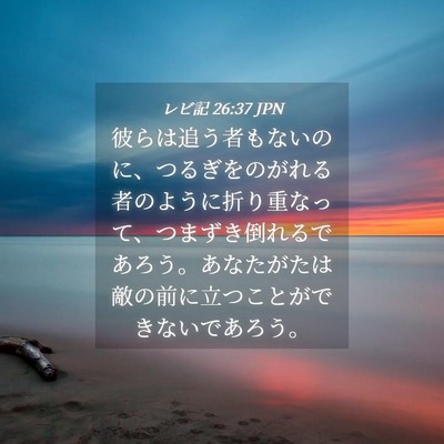 Picture 04 - レビ記 26:37 JPN - 彼らは追う者もないのに、つるぎを - Bible Verse Picture