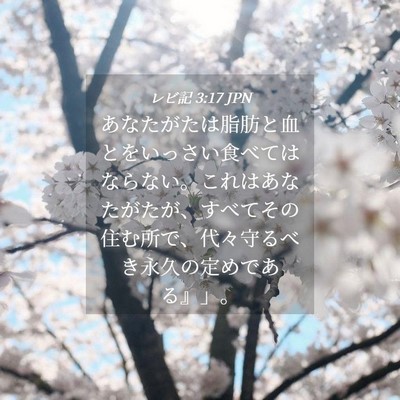 Picture 04 - レビ記 3:17 JPN - あなたがたは脂肪と血とをいっさい - Bible Verse Picture
