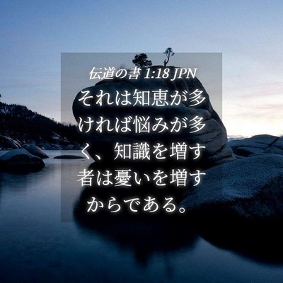 Picture 04 - 伝道の書 1:18 JPN - それは知恵が多ければ悩みが多く、 - Bible Verse Picture