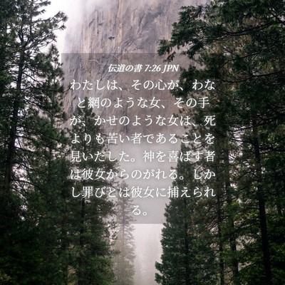 Picture 04 - 伝道の書 7:26 JPN - わたしは、その心が、わなと網のよ - Bible Verse Picture