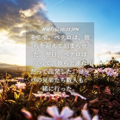 Picture 04 - 使徒行伝 10:23 JPN - そこで、ペテロは、彼らを迎えて泊 - Bible Verse Picture