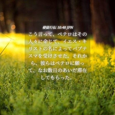 Picture 04 - 使徒行伝 10:48 JPN - こう言って、ペテロはその人々に命 - Bible Verse Picture