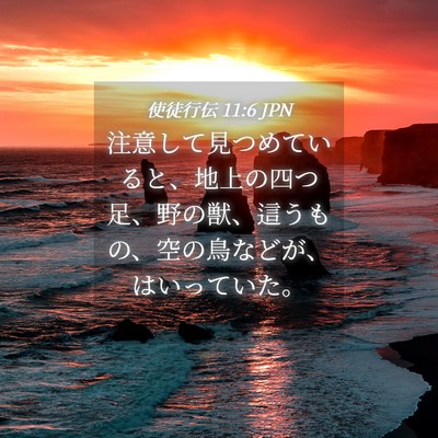 Picture 04 - 使徒行伝 11:6 JPN - 注意して見つめていると、地上の四 - Bible Verse Picture